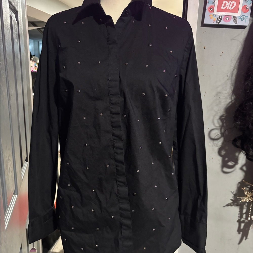 Avenue Black Studded Casual Shirt